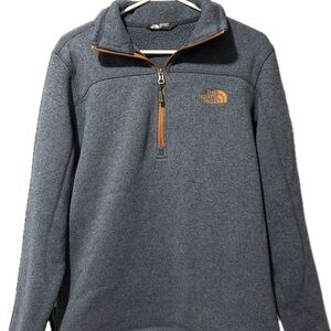 The North Face Men's Zip-Up Sweater in Dark Blue and Orange